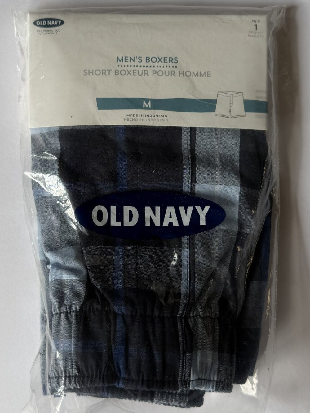 OLD NAVY Bundle 6-Piece Men's M Boxers 100% COTTON Woven Blue & Grey Plaids NEW - Picture 3 of 14